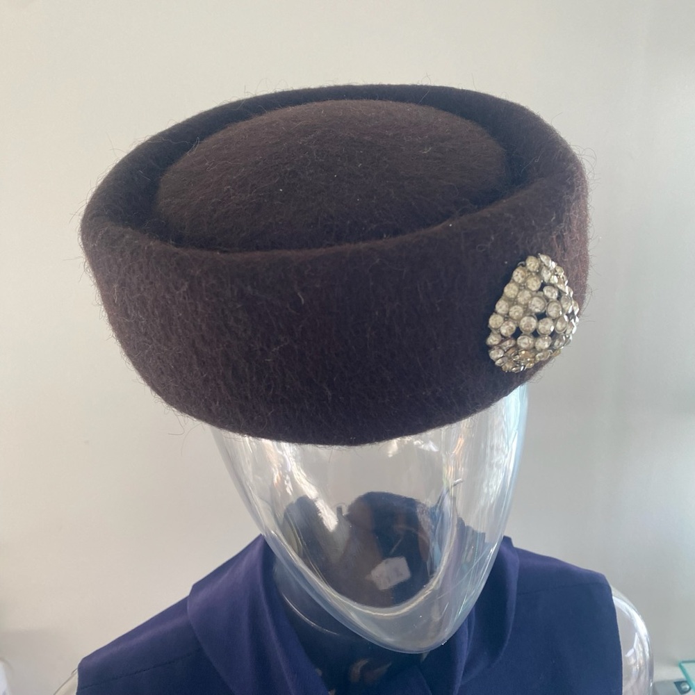 Very Cute Vintage Wool Felted Pillbox Hat - Picture 3 of 8